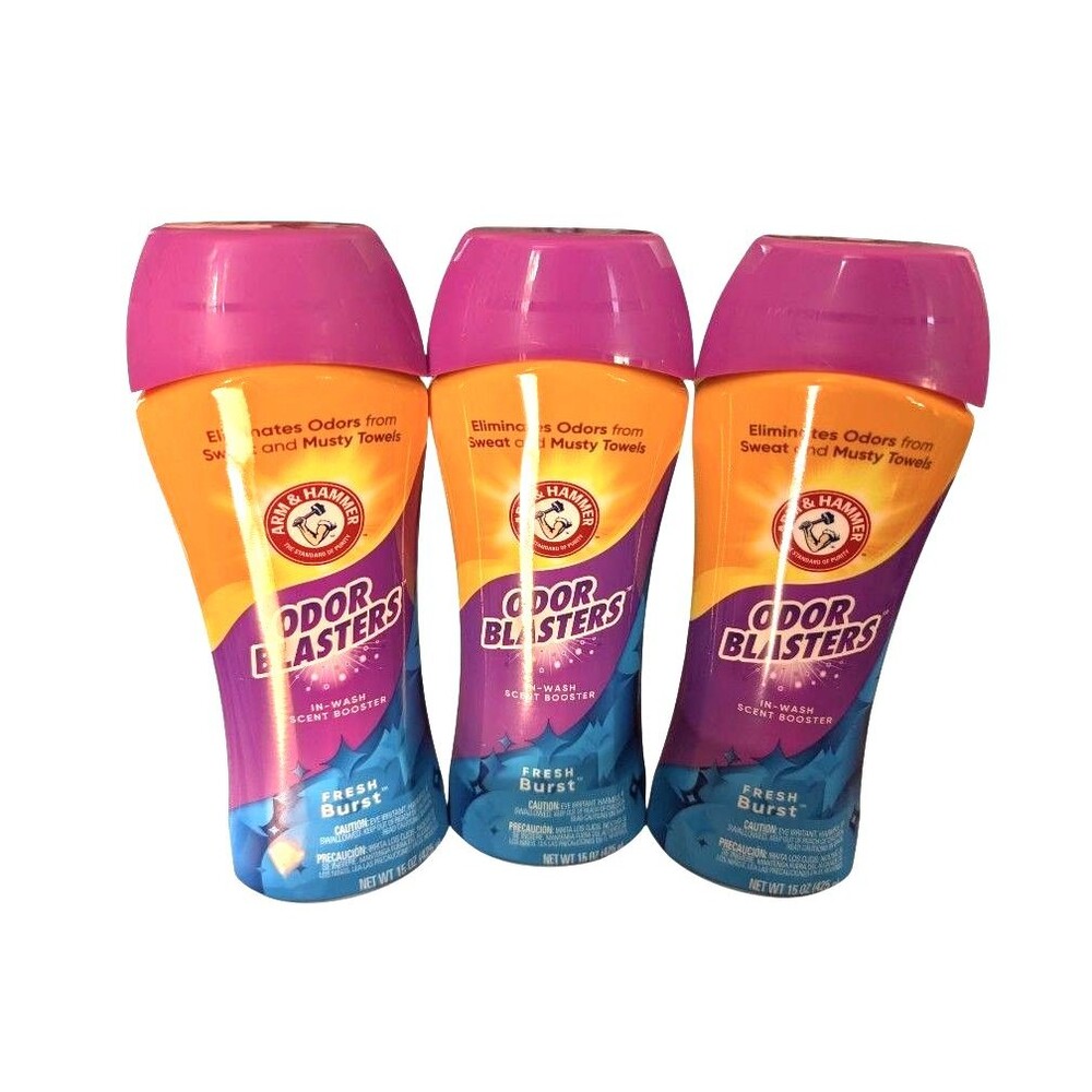 Lot of 3 Arm & Hammer Odor Blasters In-Wash Scent Booster Fresh Burst 15 oz New